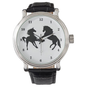 Relógio Cavalos Pretos - Desenho - Escolha / Adicione Sua 