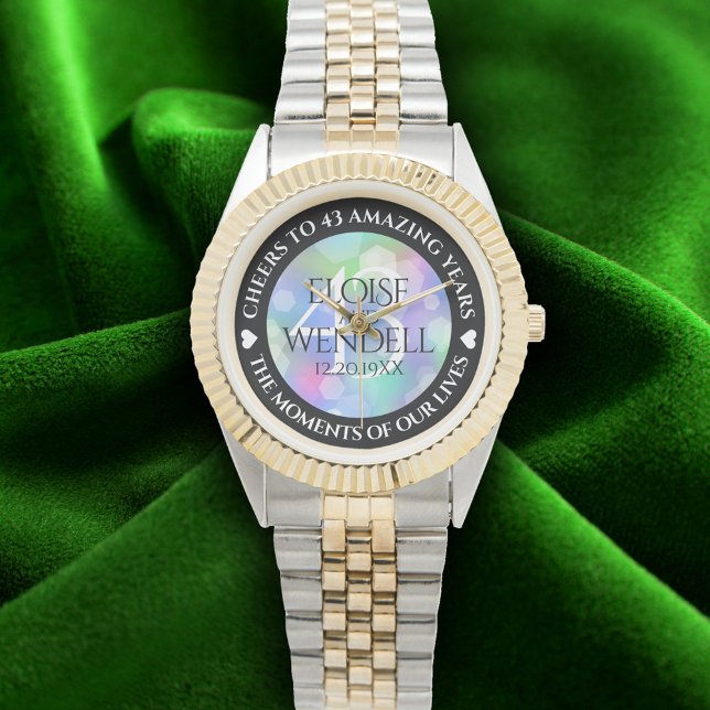 Relógio Celebração do Aniversário de Casamento Opal Elegan (Elegant 43rd Opal Wedding Anniversary Wristwatch Cover Photo)