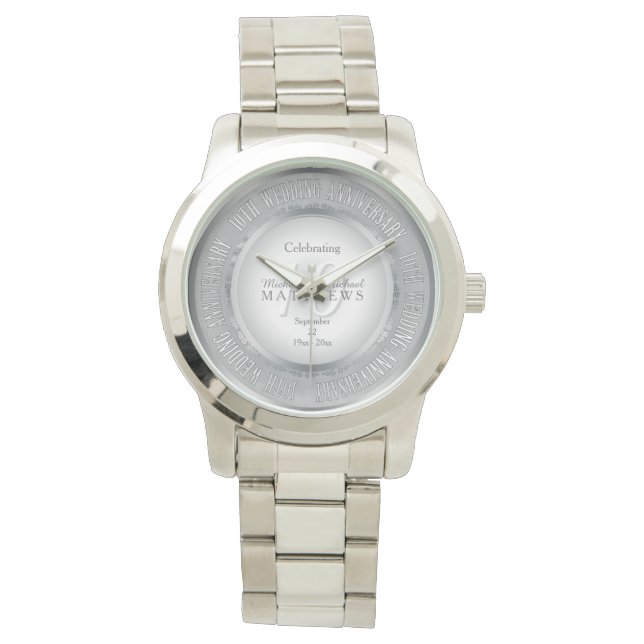 Relógio Celebrando o 10º Aniversário de Casamento (Frente)