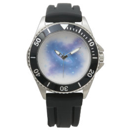 Relógio Celestial Galaxy Clock – Cosmic Space Art in Blue