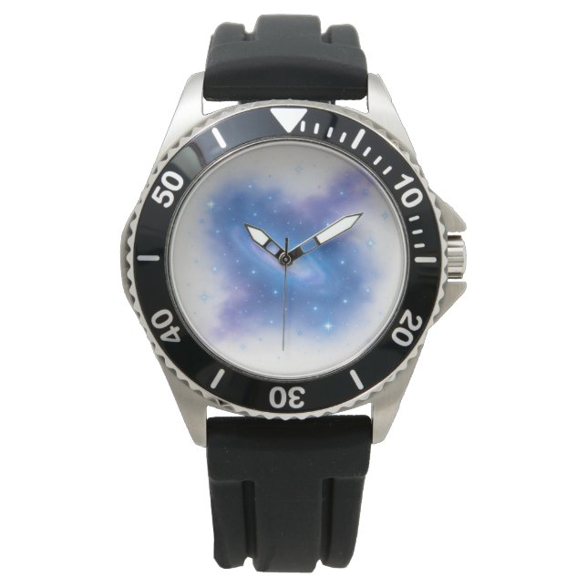 Relógio Celestial Galaxy Clock – Cosmic Space Art in Blue  (Frente)