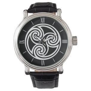 Relógio Celtic Triskele Ornament, Black and White Watch