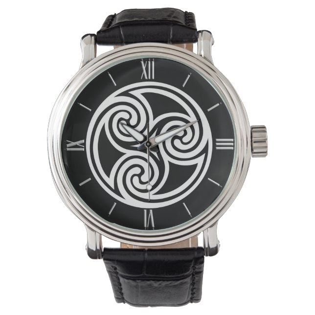 Relógio Celtic Triskele Ornament, Black and White Watch (Frente)