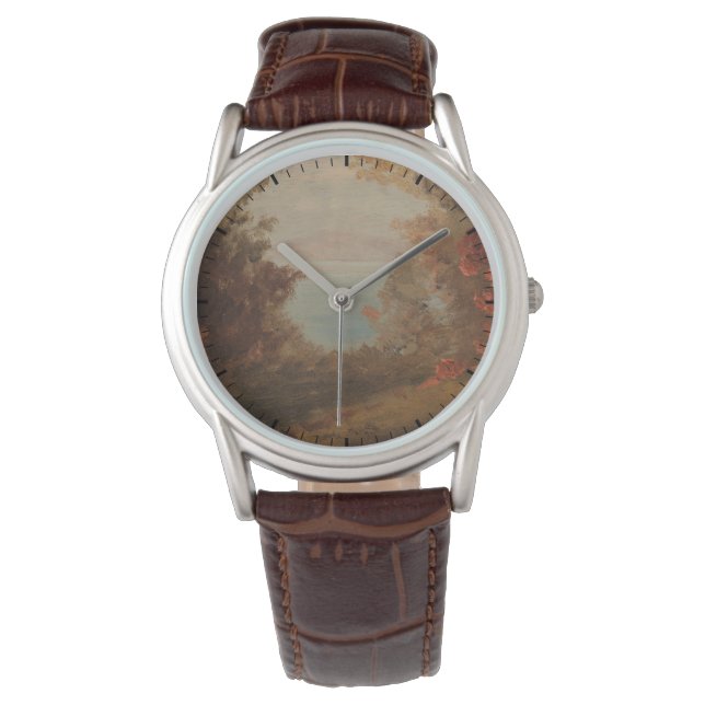 Relógio Cena de Madeira no outono Hudson ou na Arte Maine  (Frente)