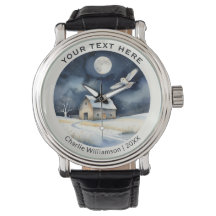 Cena de Neve Inverno com Fogueira Personalizada