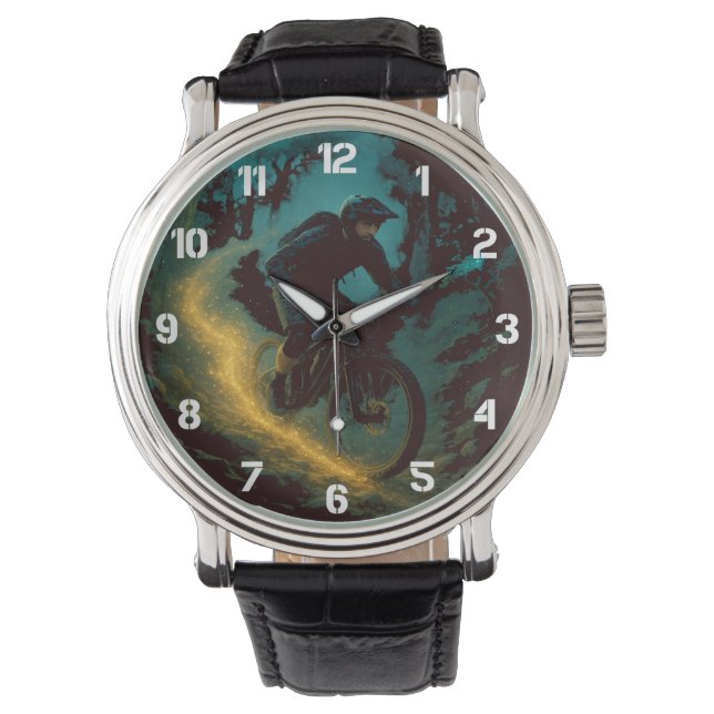 Relógio Cena de Trilha de Aventura de Bicicleta de Montanh (Frente)