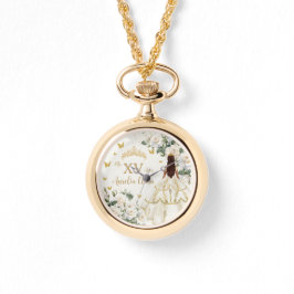 Relógio Champanhe Ivory Floral Princesa Vestida Quinceañer