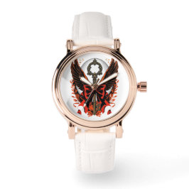 Relógio Chave do Arco Gótico Velvet com Asas e Lua