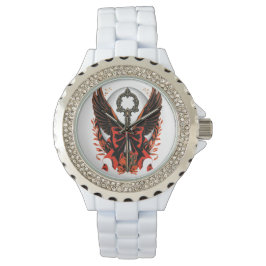 Relógio Chave do Arco Gótico Velvet com Asas e Lua