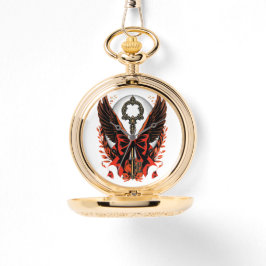 Relógio Chave do Arco Gótico Velvet com Asas e Lua