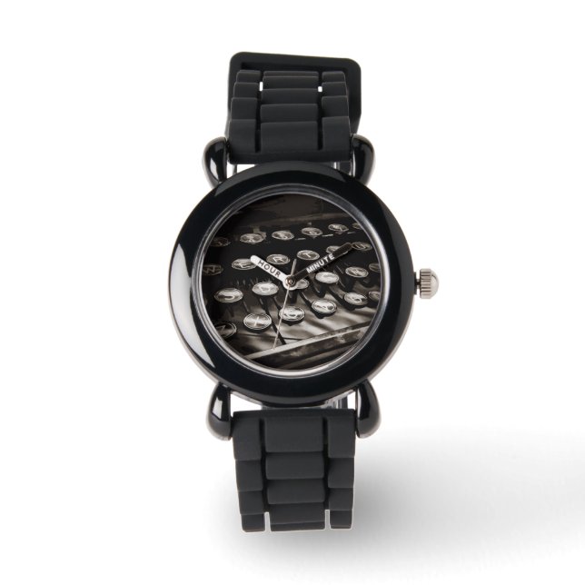 Relógio Chaves de Máquina Antigas a Preto (Frente)