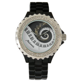 Relógio Chaves de Piano Personalizáveis e Notas de Música 