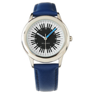 Relógio Chaves de Piano Pretas e Brancas com Nome Personal