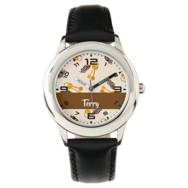 Relógio Chaves Douradas da casa a rosa (Frente)