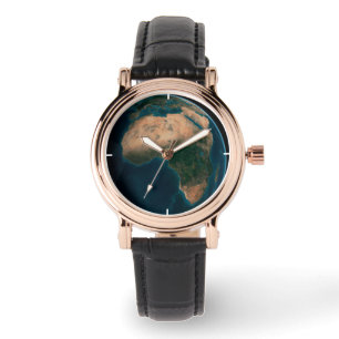 Relógio Cheio Terra Do Espaço Acima Do Continente Africano