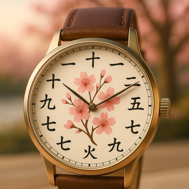 Relógio Cherry Blossom Kanji Face Design (Criador carregado)