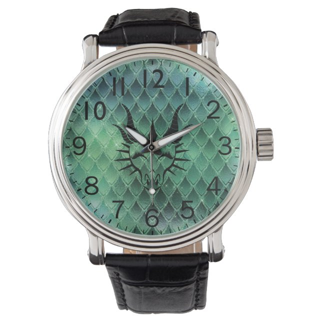Relógio Chic Dragon Head & Green Dragon Scales Watch (Frente)