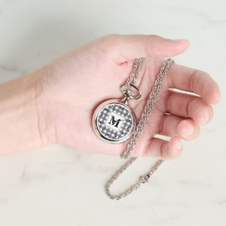 Relógio CHIC! ⚪ Silver Necklace Watch Plaid Initial