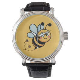 Relógio Child-Friendly Bee Mascot with Dotted Trail
