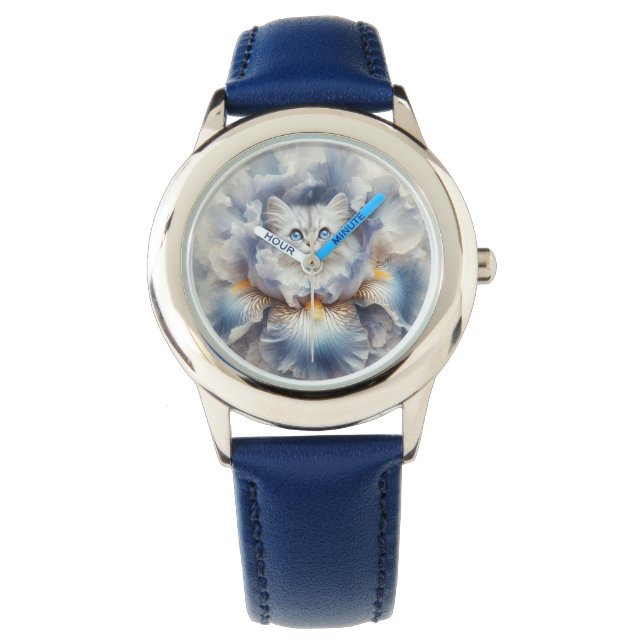 Relógio Childs-Girls Watch, Kitten, Floral (Frente)