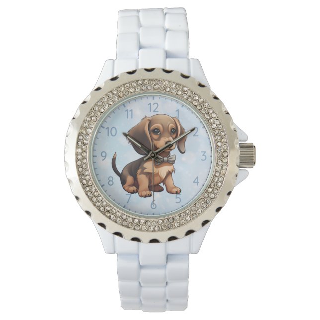 Relógio Chocolate e Tan Dachshund (Frente)