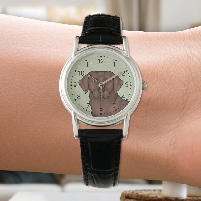 Relógio Chocolate Labrador Retriever Cachorro Verde (Criador carregado)