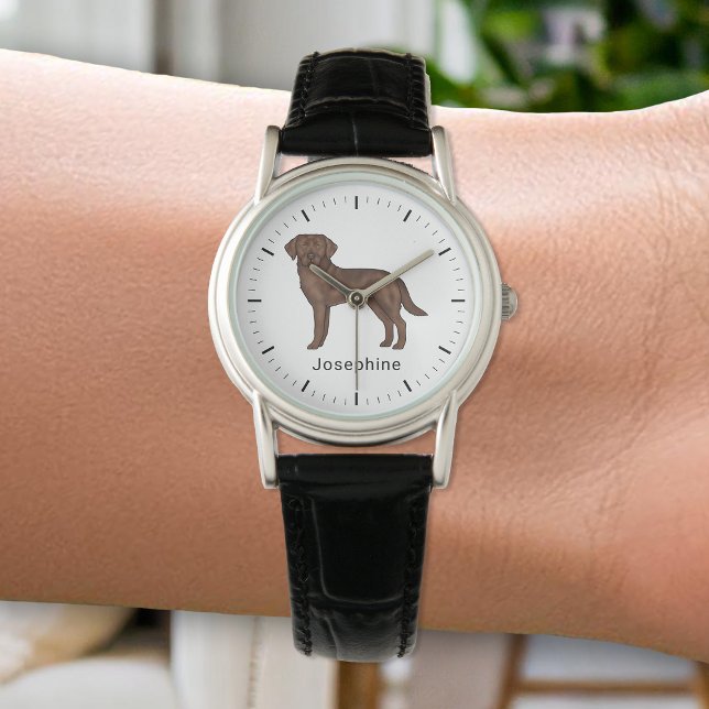 Relógio Chocolate Labrador Retriever Cuide Lab Nome Arte (Criador carregado)