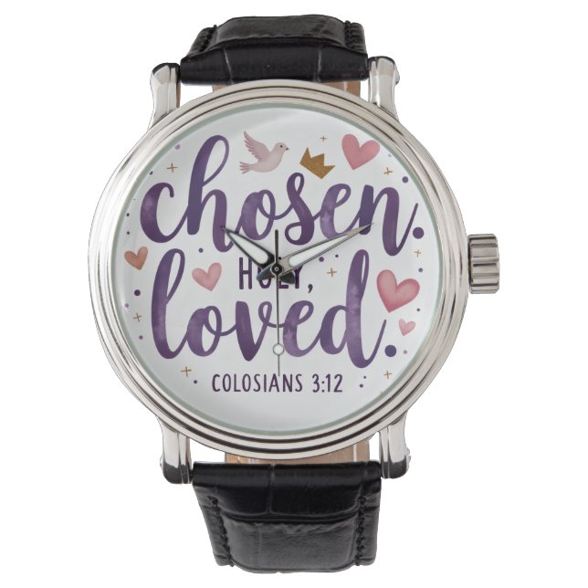 Relógio Chosen. Holy. Loved." Christian e-Watch  (Frente)