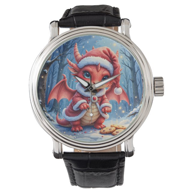 Relógio Christmas dragon, too cute to arrest,  (Frente)