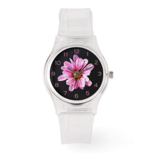 Relógio Chrysanthemum Flower Pink Numbers Mulheres Veem