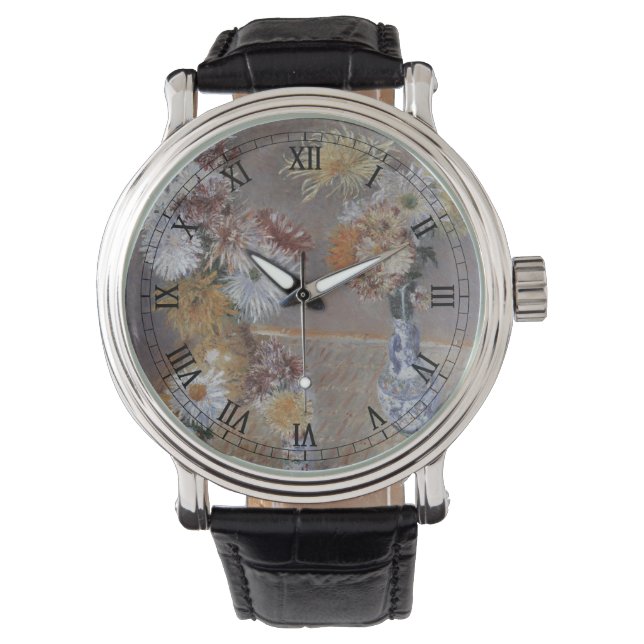 Relógio Chrysanthemums por Gustave Caillebotte (Frente)