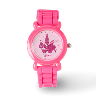 Relógio Cinza de sol fofo cor-de-rosa-Unicorn