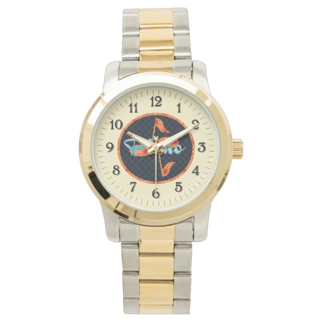 Relógio Círculo de Padrão de Notas de Piano (Frente)