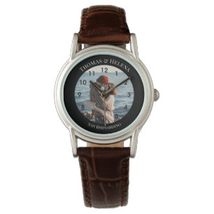 Relógio Círculo Preto Personalizado com Textos Inferiores