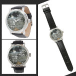 Relógio Citação de Hora da Lua Completa Personalizável<br><div class="desc">Este moderno relógio preto gótico apresenta uma lua de cheio entre as nuvens iluminadas pela lua num céu noturno maravilhosamente estranho. Este gótico cita John Milton, um poeta Inglês do século XVII, "O que tem a Noite a ver com o Sono?" Ao mesmo tempo que se contempla se você acredita...</div>