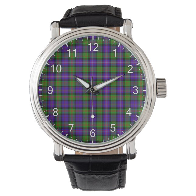Relógio Clã Clã Cameron Tartan Xadrez Clássica Gift Wa (Frente)