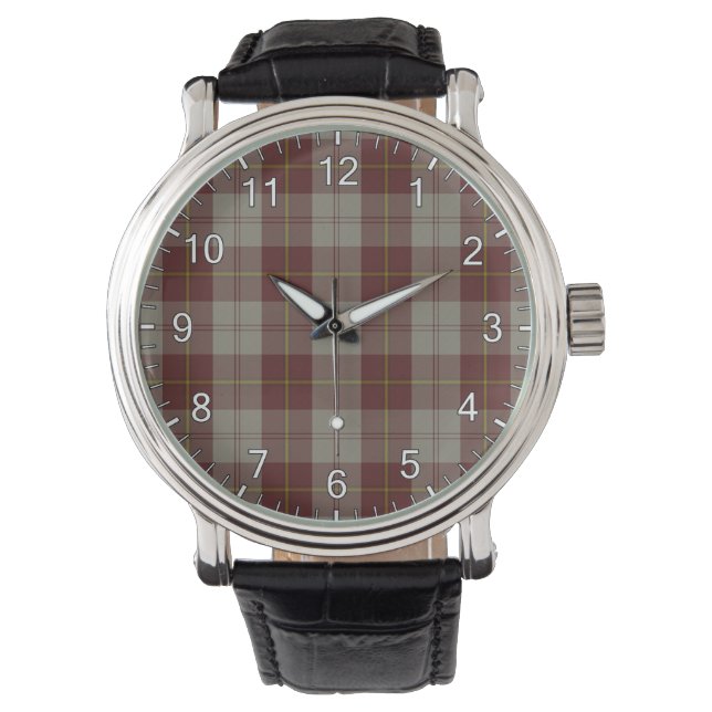Relógio Clã Cunningham Burgundy Tartan P, Eterno Clássico (Frente)