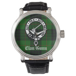 Relógio Clan Gunn Crest Crachá e Tartan