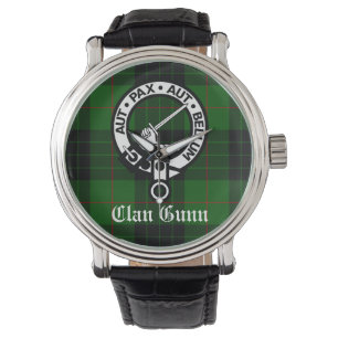 Relógio Clan Gunn Crest Crachá e Tartan