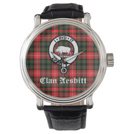 Relógio Clan Nesbitt Crest Crachá e Tartan Personalizado