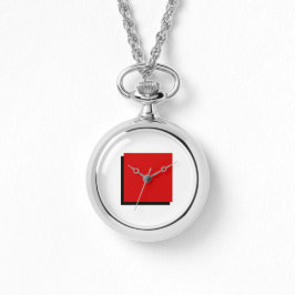 Relógio Classic Bauhaus Art Red Square Necklace Watch