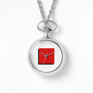 Relógio Classic Bauhaus Art Red Square Necklace Watch