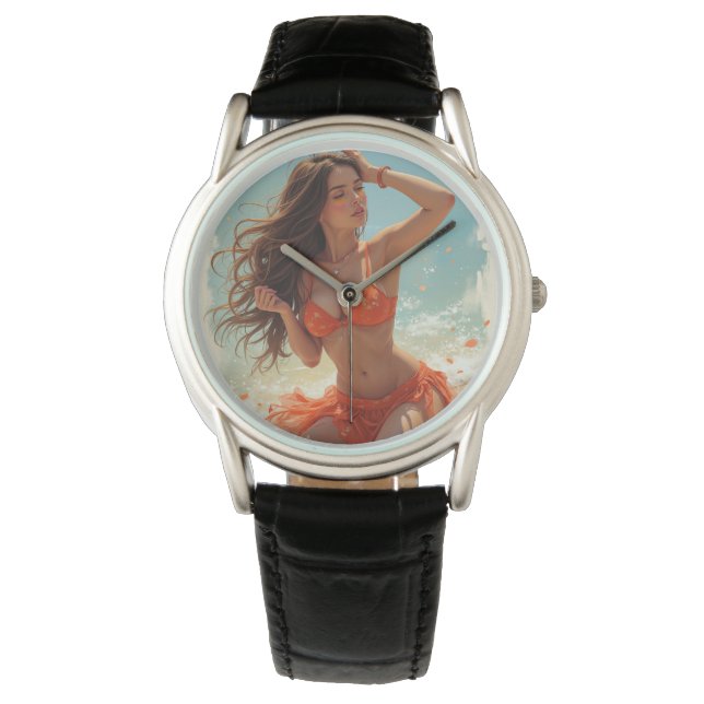 Relógio Classic Black Leather Watch (C.C) (Frente)