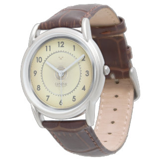 Relógio Classic Elegant Warm Gold Face Brown Leather Strap