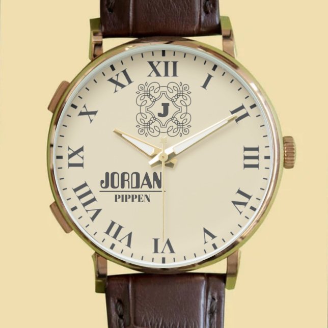 Relógio Classic Roman Numeral Monogram Elegant Style (Criador carregado)