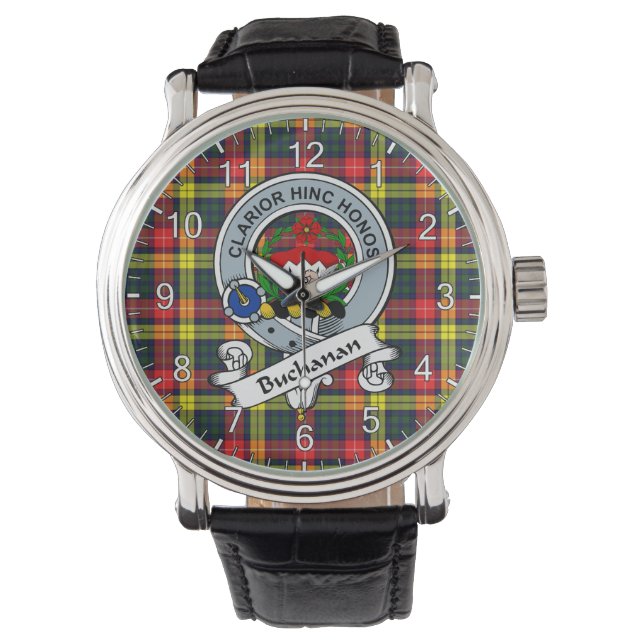 Relógio Classic Timeless Clan Buchanan Modern Badge Tartan (Frente)