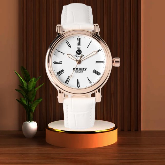 Relógio Classic White Personalized Roman Numerals Custom  (Criador carregado)