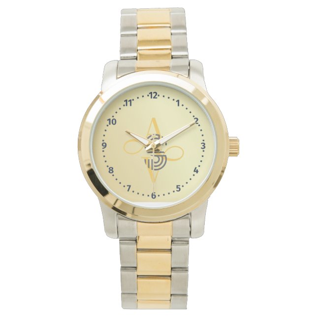 Relógio Clássico de Bracelete Dourado e Elegante masculino (Frente)