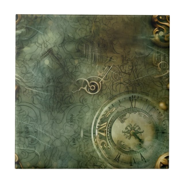 Relógio Clássico Steampunk Esmeralda Verde (Frente)