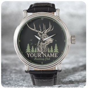 Relógio Clube Personalizado de Caça a Deer Elk Antler
